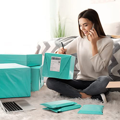 Fuxury Poly Mailers 10x13" 100 Pcs,Durable Shipping Bags Embossed Dots Teal - size: 10x13" 100pcs