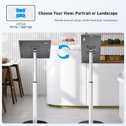 AboveTEK Tablet Floor Stand, Anti-Theft Kiosk Stand, Height Adjustable Tablet Stand Floor with Locking System, for 14.6" Samsung Galaxy Tab S8 Ultra, S9 Ultra, S10 Ultra, S11 Ultra, for Retail & POS - size: 14.6" Galaxy Tab