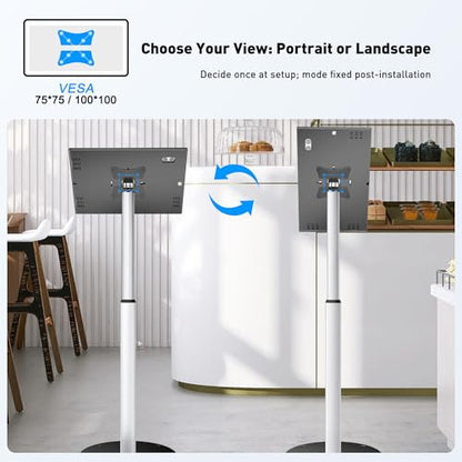 AboveTEK Tablet Floor Stand, Anti-Theft Kiosk Stand, Height Adjustable Tablet Stand Floor with Locking System, for 14.6" Samsung Galaxy Tab S8 Ultra, S9 Ultra, S10 Ultra, S11 Ultra, for Retail & POS - size: 14.6" Galaxy Tab