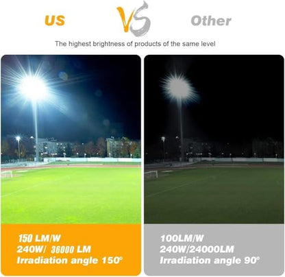 Juyace 240W LED Stadium Flood Light with Photocell for Parking Lot Building - size: 240W-1pack-With Photocell