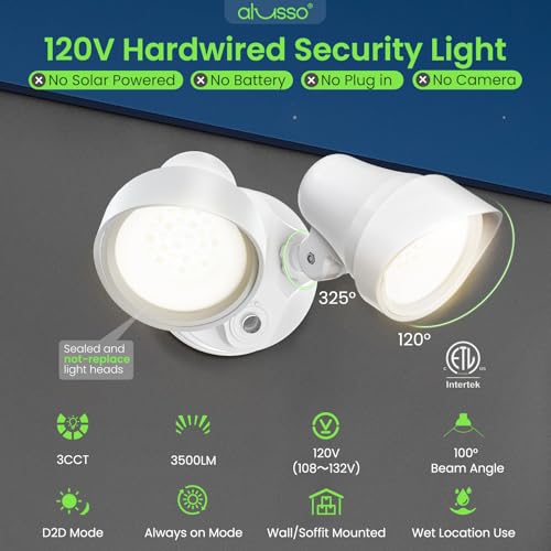 ALUSSO Dusk to Dawn Outdoor Lighting 30W 3500LM 3CCT 3000K/4000K/6500K 120V - color: White Dusk to Dawn 30W