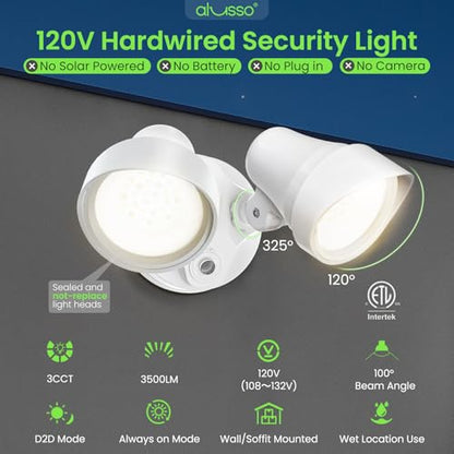 ALUSSO Dusk to Dawn Outdoor Lighting 30W 3500LM 3CCT 3000K/4000K/6500K 120V - color: White Dusk to Dawn 30W