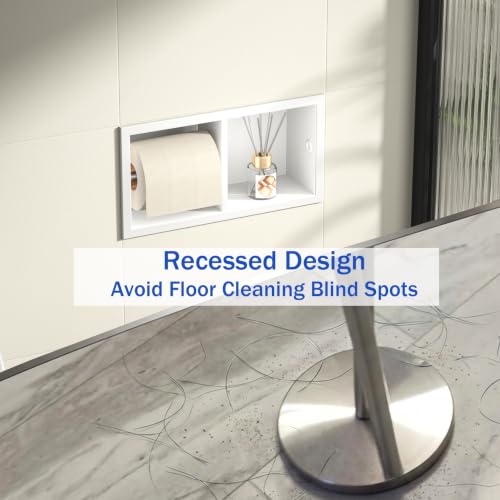 Dual Roll Toilet Paper Holder, Recessed Toilet Tissue Holder - color: Matte White