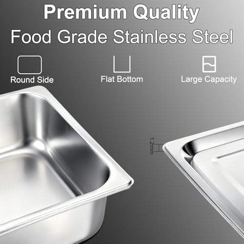 VOISEN Hotel Pans with Lids 2 Pack 1/1 Size 4" Deep - color: 2 Pack, size: 4" Deep