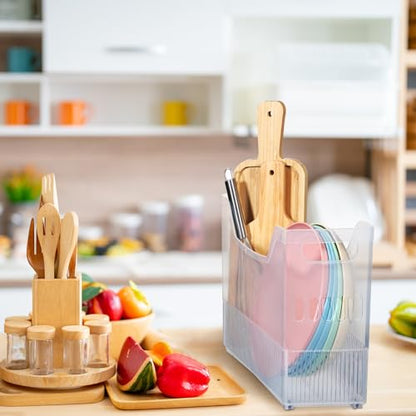 Beeveer 4pcs Plastic Freezer Organizer Bin with Wheel, 10 x 13.3 x 5.5 Inch - size: 10 x 13.3 x 5.5 Inch