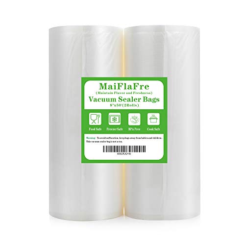 8"x50' 2 Pack Vacuum Sealer Bags Rolls for Food Storage - size: 8" x 50' Rolls (2Pack)