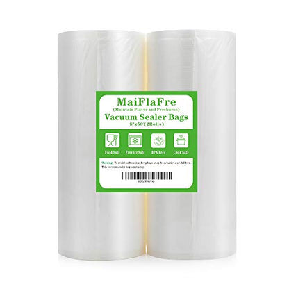 8"x50' 2 Pack Vacuum Sealer Bags Rolls for Food Storage - size: 8" x 50' Rolls (2Pack)