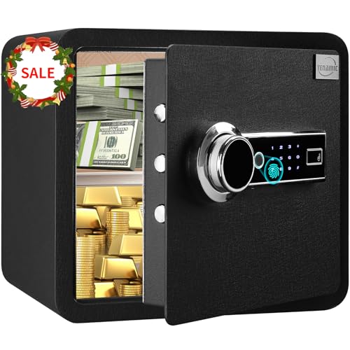 Tenamic Biometric Fingerprint Safe Box 1.41 Cuft Security Box with Induction Light and Leather, Solid Alloy Steel Home Cabinet Safe, Black - size: 1.41 cuft Biometric