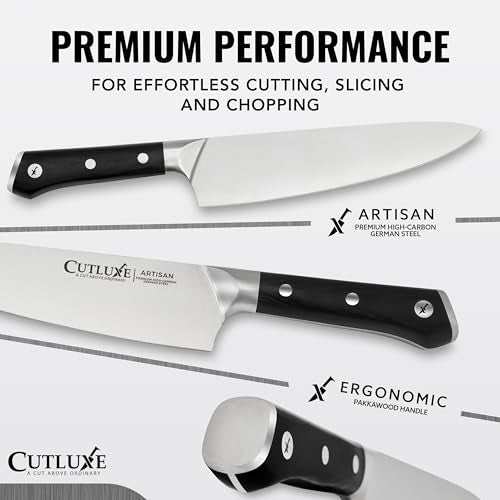 Cutluxe Kitchen Knives, 5-Piece Chef Knife Set – Razor Sharp German Steel - size: 5 Pcs Knife Set without Block