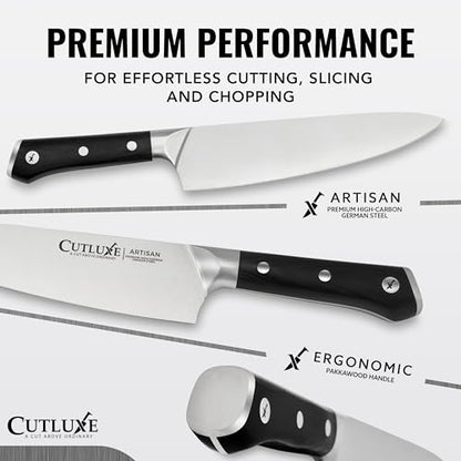 Cutluxe Kitchen Knives, 5-Piece Chef Knife Set – Razor Sharp German Steel - size: 5 Pcs Knife Set without Block