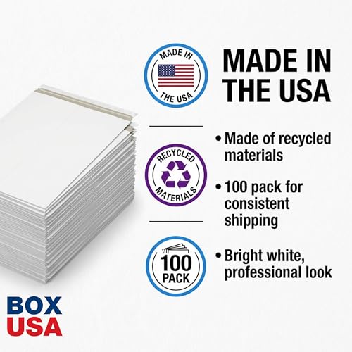 BOX USA Rigid Mailers 9" x 12" (100-Pack) - Cardboard Mailer Envelopes for Photos, Documents, Prints - Stay Flat - size: 9" x 12" (100-Pack)