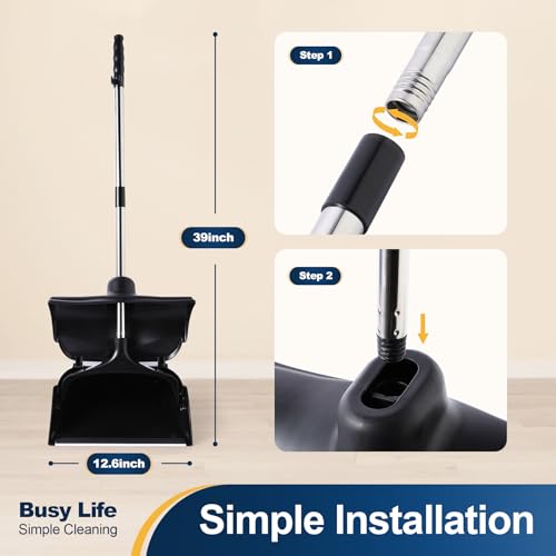 Yocada Commercial Dustpan with Wheels and Windproof Cover Indoor&Outdoor