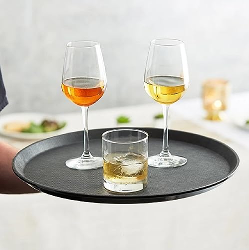 Soro Essentials- 16" Round Non-Skid Serving Tray Black Color Fiberglass Set of 2- Food Tray Restaurant Serving Trays Skid Resistant Surface Perfect for Cafeterias Cafes Fast Food - color: Black, size: 16"