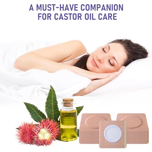 40pcs Castor Oil Pack Wrap for Belly Button, Self-Adhesive Disposable Castor Oil Belly Button Wrap Pads Spunlace Cloth Highly Absorbent Organic Cover Compress Patches No Wash (Oil Not Included)