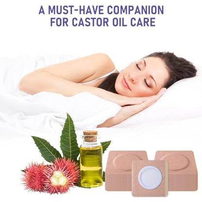 40pcs Castor Oil Pack Wrap for Belly Button, Self-Adhesive Disposable Castor Oil Belly Button Wrap Pads Spunlace Cloth Highly Absorbent Organic Cover Compress Patches No Wash (Oil Not Included)
