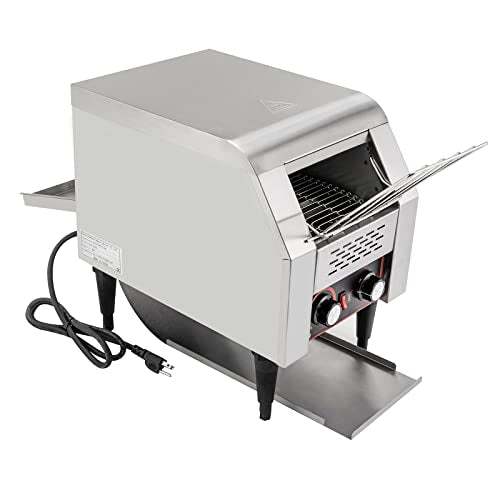 Commercial Conveyor Toaster 150PCS / Hour Toasting Bread Bagels 110V Electric Countertop Belt Machine for Restaurant Home Bread Bagel Breakfast, 1300W Stainless Steel Heavy Duty Industrial Toasters - color: Silver - G