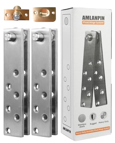 Heavy Duty Pivot Hinge for Wood Door with 360 Degree Rotation,Ideal for Hidden Bookcase Doors and Secret Doors,Invisible Pivot Door Hardware for Bookshelf.