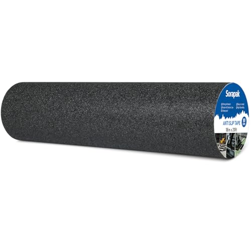 Extra Wide 18in x 20ft Black Anti Slip Tape, 80 Grit Waterproof Non Skid Grip Tape Roll for Ramps, Decks, Boat Decks, Warehouse Floors, Garages, Indoor & Outdoor Use - size: 18'' x 20 FT
