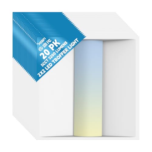2x2 LED Troffer Center Basket Panel,5Color Tunable 3500K/4000K/5000K,Watt Adjustable,30W/35W/40W-Up to 6000Lumens,0-10V Dimmable Recessed Back-Lit Drop Ceiling Light,ETL Qualified,20Pack - size: 2x2 20Pack