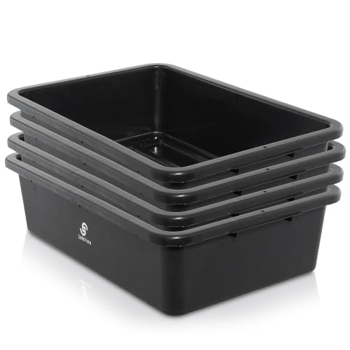 Jubilee 4-Pk Plastic Storage Bin, 32L Black Commercial Busser Utility Tub - color: Black, size: 32 L