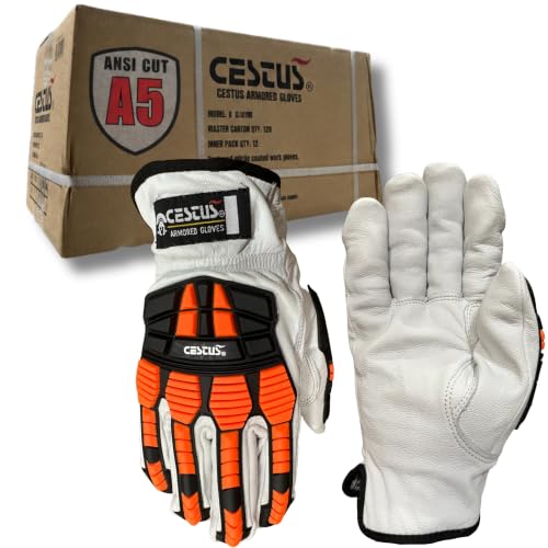 Cestus 3219, Goatskin Leather Impact Gloves, ANSI A5 Cut Resistant - size: Medium