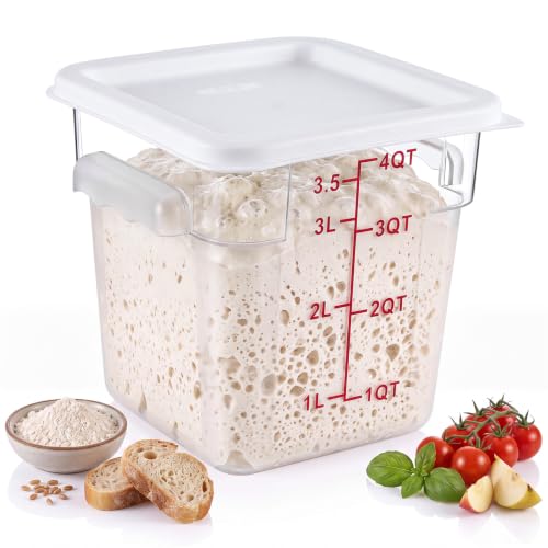Ziliny 1 Pcs 4 Qt Clear Square Dough Proofing Container with Lid, White - color: White, size: 4 Qt