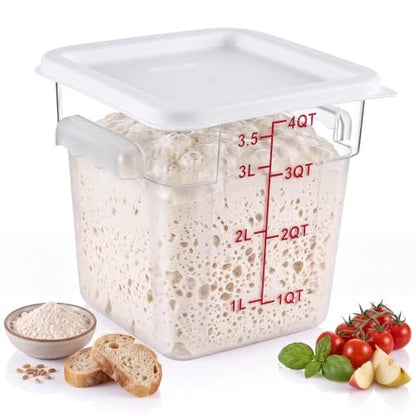 Ziliny 1 Pcs 4 Qt Clear Square Dough Proofing Container with Lid, White - color: White, size: 4 Qt