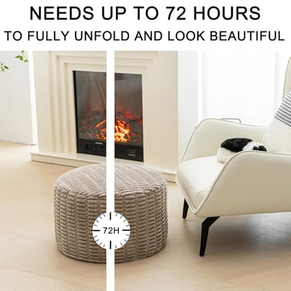 Asuprui Pouf Ottoman Round Foam Filled Foot Rest Stool Floor Pouf Footrest - color: Light Brown, size: 20"D x 20"W x 14"H