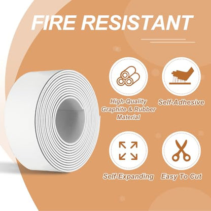 Smoke Fire Seal Strip 9.8Ft 50mm/1.97" Wx 2mm/0.08" T White - color: White, size: 9.8FT x 50mm / 1.97" W x 2mm / 0.08" T