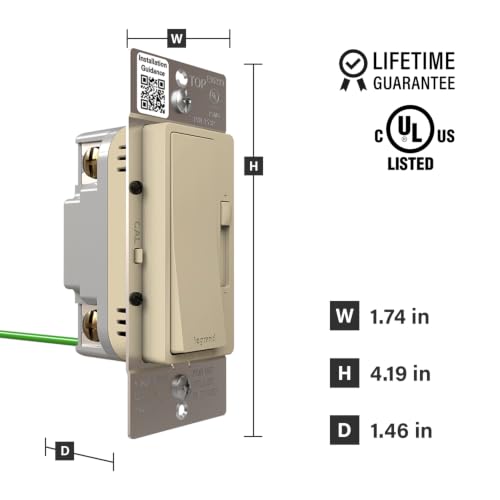 Legrand Radiant 150W LED Dimmer Light Switch 3-Way Rocker Ivory 1 Pack - color: Ivory