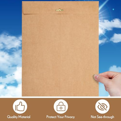Teling 50 Pcs Manilla Clasp Envelopes Kraft Closure - color: Brown, size: 10*13