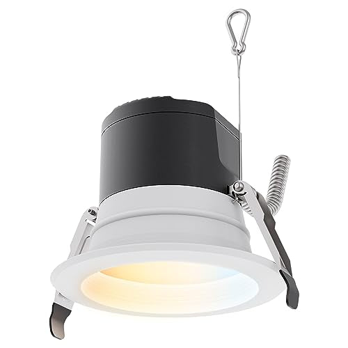 Sunlite 4" LED Commercial Recessed Round Downlight Fixture, Power Selectable 9W/13W/18W, 2000 Lmns, CCT Switch 27K/30K/35K/40K/50K, 90 CRI, Dimmable, Energy Star, Title-24 Compliant, ETL Listed - size: 4-Inch