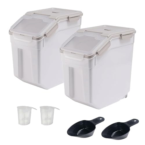 2 Pack 50 lb Airtight Flour Storage Containers with Wheels, Gray - color: Gray