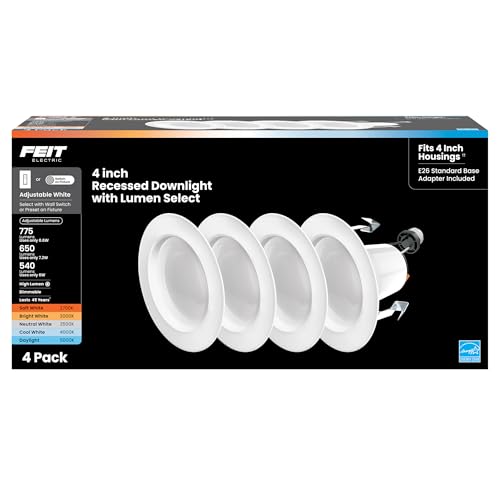 Feit Electric 4 in LED Recessed Downlight - 5CCT, Dimmable - 4 Pack - size: 4 Count (Pack of 1)