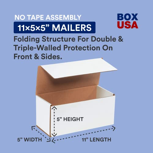 BOX USA Small Shipping Boxes 11'L x 5'W x 5'H, 50-Pack | Foldable Corrugated Cardboard Crush-Proof Box for Shipping, Packing, Moving and Storage 11x5x5 - size: 11 x 5 x 5