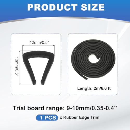 PATIKIL 3/8" Rubber Edge Trim, 6.6 ft Flexible U Channel Flat Bottom - size: 6.6ft x 0.4" x 0.5" x 0.5"