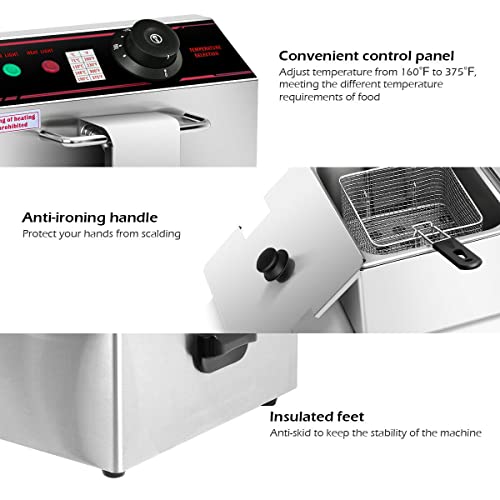 Safstar Professional Electric Deep Fryer, Dual Tank Stainless Steel Chicken Chips Fryer with Basket Scoop for Commercial Restaurant Countertop Family Food Cooking