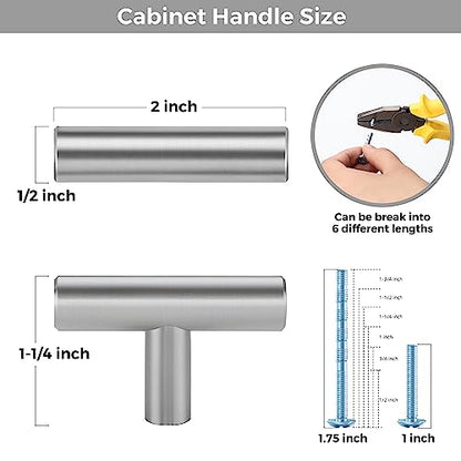 30 Pack Brushed Nickel Cabinet Knobs, 2in Length T Bar Drawer Pulls - color: Brushed Nickel, size: 30 Pack, style: T Bar