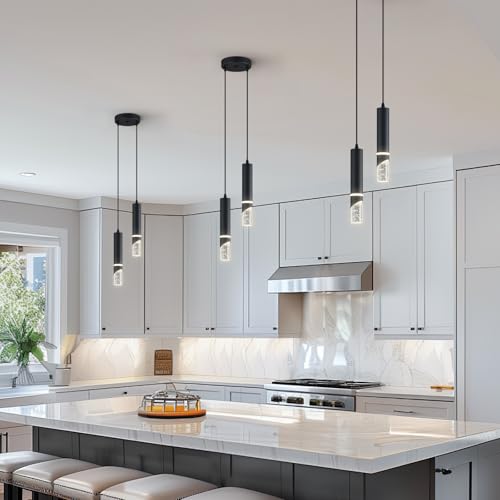 Modern Dimmable Led Pendant Lights Kitchen Island, Ideal for Living Room, Bedroom,Sink 12w LED Crystal Energy-Saving Hanging Lamp for Cozy Lighting (Black 2 Light) - size: 2-Light