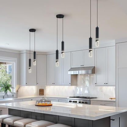 Modern Dimmable Led Pendant Lights Kitchen Island, Ideal for Living Room, Bedroom,Sink 12w LED Crystal Energy-Saving Hanging Lamp for Cozy Lighting (Black 2 Light) - size: 2-Light