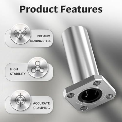 4 Pcs LMK6LUU Square Flange Linear Ball Bearings, 6x12x35mm - size: LMK6LUU