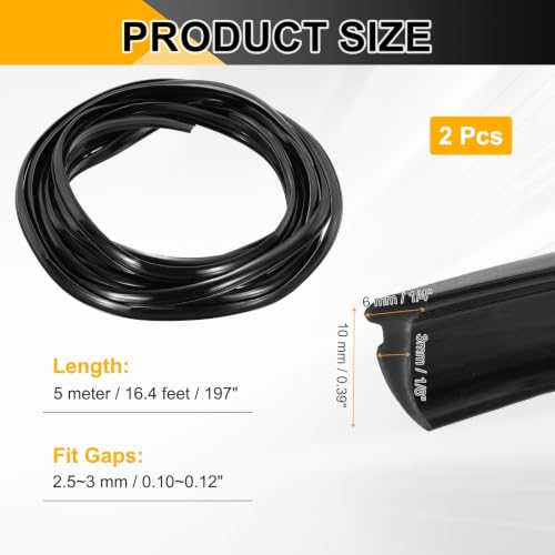 PATIKIL 2Pcs Weather Stripping Door Seal 1/8" Slot, 16.4Ft, Black, PVC - color: Black, size: 1/8" Slot, 16.4Ft