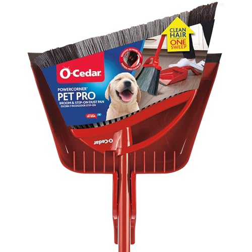 O-Cedar Pet Pro Broom with Step-On Dustpan | Removes Over 99% of Dust & Dirt in One Sweep | Removes 3X More Pet Hair | Quiet Cleaning Tool for Cat and Dog Owners - size: PowerCorner Pet Pro Broom