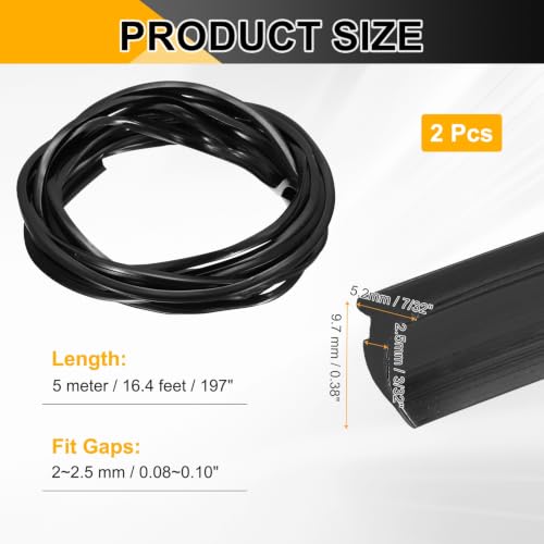 PATIKIL 2Pcs Weather Stripping Door Seal 3/32" Slot, 16.4Ft, Black, PVC - color: Black, size: 3/32" Slot, 16.4Ft