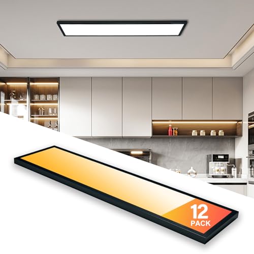 12-Pack Black 1x4 LED Flat Panel Light Surface Mount - color: Black, size: 1x4-12 Pack