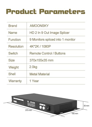 4K 3x3 HDMI New Video Wall Controller HDMI 1.4, HDCP1.4 Compliant | 1 HDMI/DVI Input 9 HDMI OutputTV Video Processor Splicer 1x2 1x3 1x4 2x1 2x2 2x4 3x1 3x2 4x1 4x2 Upgrade with RS232 Control