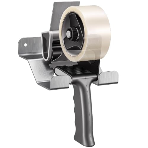 Pelopy Aluminum Wall Mount Tape Gun Holder Dispenser, Silver, 1 Roll Holder - color: Silver, size: 1 Roll Holder