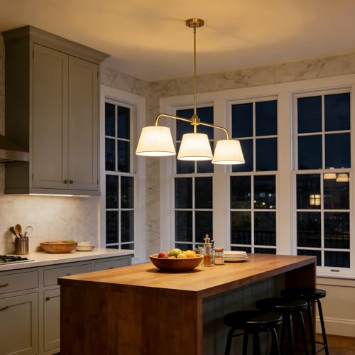 40" Brass Kitchen Island Lighting, Linear Chandeliers for Dining Room - color: Gold