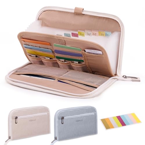 Receipt Organizer for Business 10x6 Accordion File Organizer w/ 12 Pockets - color: Ivory, size: Medium