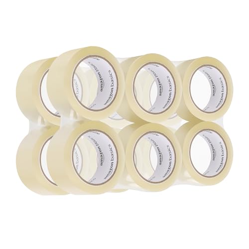 Amazon Basics Shipping Packing Tape for Packaging, Moving and Storing, Clear, 1.88 in x 72.2 yards, 1.8mil Thickness, 12-Roll - size: 1.88 in x 72.2 yards, 1.8mil thickness